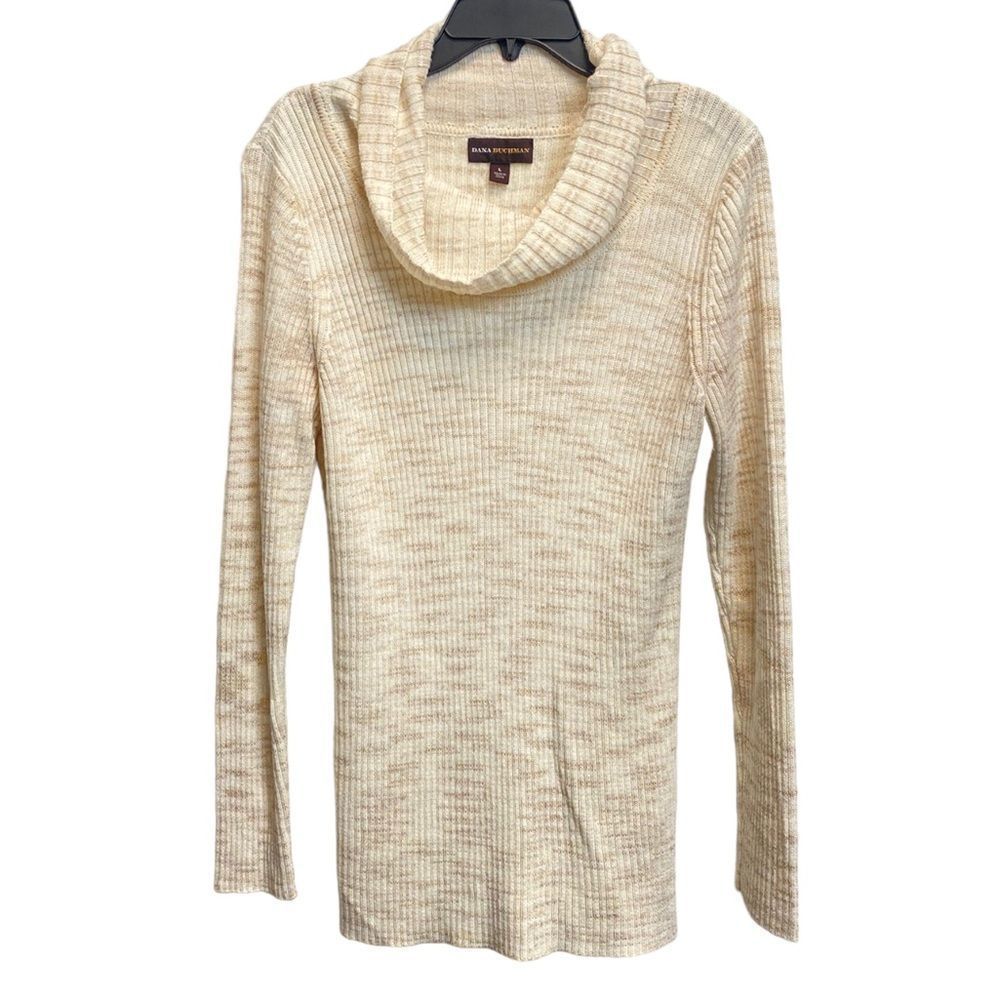 DANA BUCHMAN Large Oatmeal Long Sleeve Pullover Top Cowl Neck Downtown Girl